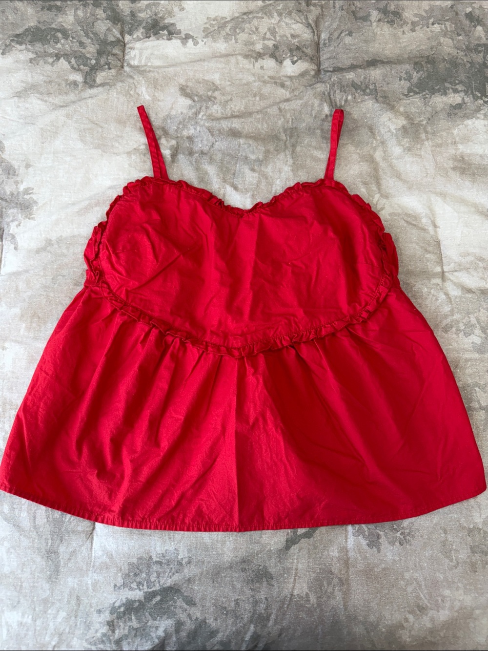 Love On A Hanger Red Ruffled Heart Cami Tank Top XL